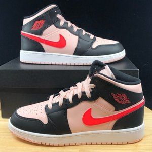 Nike Air Jordan 1 Mid GS Atmosphere Black Pink Women's size 5.5 554725-604